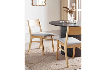 Matsalsstol Beliani Enola set om 2 Ljus Trä-Grå Light grey - Møbler - Stoler - Spisestuestoler & kjøkkenstoler