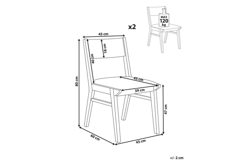 Matsalsstol Beliani Enola set om 2 Ljus Trä-Grå Light grey - Møbler - Stoler - Spisestuestoler & kjøkkenstoler