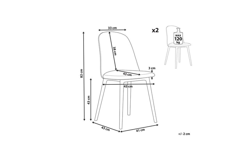 Matsalsstol Beliani Fomby set om 2 Blå Light blue - Møbler - Stoler - Spisestuestoler & kjøkkenstoler