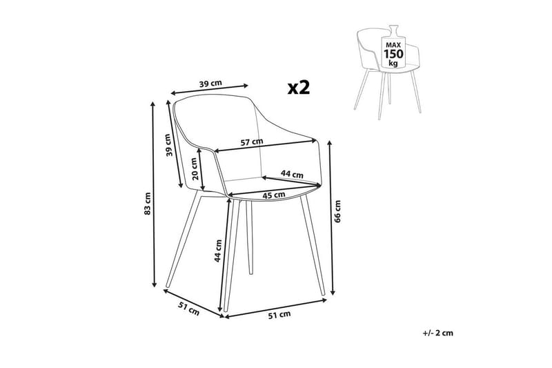 Matsalsstol Beliani Fonda set om 2 White - Møbler - Stoler - Spisestuestoler & kjøkkenstoler