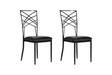 Matsalsstol Beliani Girard set om 2 Guld-Vit Black - Møbler - Stoler - Spisestuestoler & kjøkkenstoler