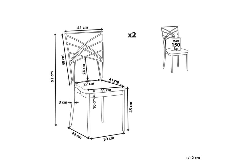 Matsalsstol Beliani Girard set om 2 Guld-Vit Black - Møbler - Stoler - Spisestuestoler & kjøkkenstoler