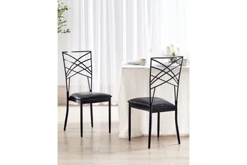 Matsalsstol Beliani Girard set om 2 Guld-Vit Black - Møbler - Stoler - Spisestuestoler & kjøkkenstoler