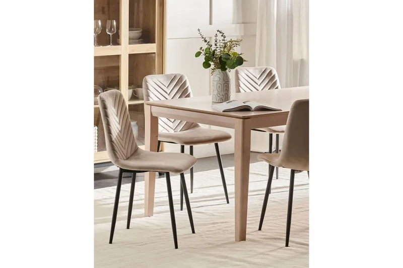 Matsalsstol Beliani Havre set om 4 Beige - Møbler - Stoler - Spisestuestoler & kjøkkenstoler