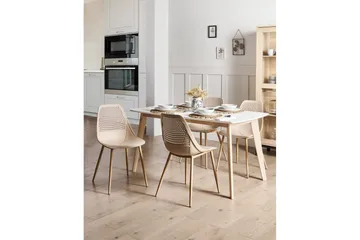 Matsalsstol Beliani Hazelton set om 4 Beige-Ljust Trä Beige - Møbler - Stoler - Spisestuestoler & kjøkkenstoler