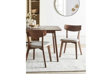 Matsalsstol Beliani Hope set om 2 Ljus Trä-Grå Ljusbeige - Møbler - Stoler - Spisestuestoler & kjøkkenstoler