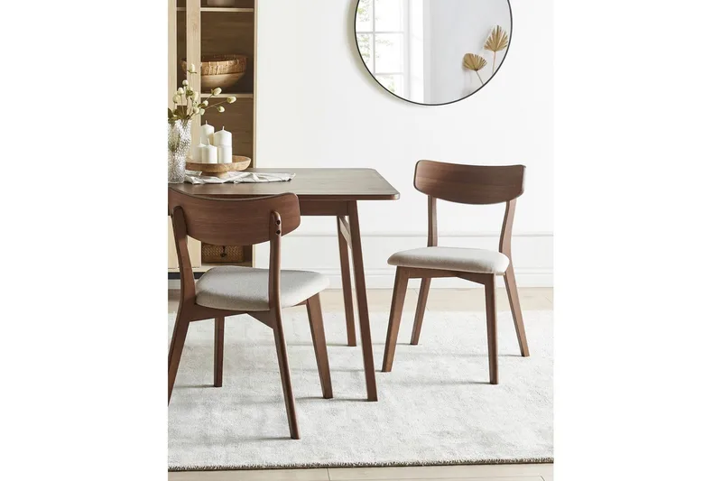 Matsalsstol Beliani Hope set om 2 Ljus Trä-Grå Ljusbeige - Møbler - Stoler - Spisestuestoler & kjøkkenstoler