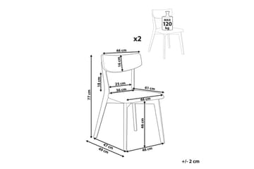 Matsalsstol Beliani Hope set om 2 Ljus Trä-Grå Ljusbeige - Møbler - Stoler - Spisestuestoler & kjøkkenstoler