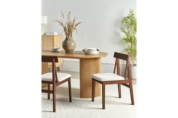 Matsalsstol Beliani Isle set om 2 Mörk Trä-Beige Dark wood VALUE_MISSING_2 - Møbler - Stoler - Spisestuestoler & kjøkkenstoler