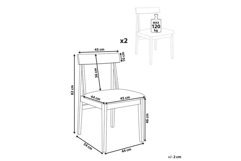 Matsalsstol Beliani Isle set om 2 Mörk Trä-Beige Dark wood VALUE_MISSING_2 - Møbler - Stoler - Spisestuestoler & kjøkkenstoler