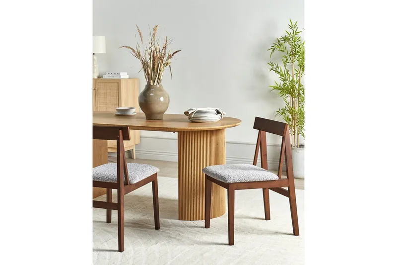 Matsalsstol Beliani Isle set om 2 Mörk Trä-Beige NO_BRAND Dark wood VALUE_MISSING_1 - Møbler - Stoler - Spisestuestoler & kjøkkenstoler