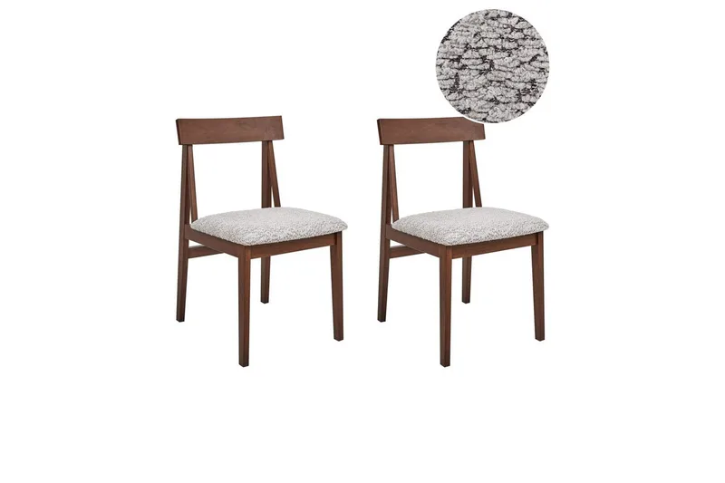 Matsalsstol Beliani Isle set om 2 Mörk Trä-Beige NO_BRAND Dark wood VALUE_MISSING_1