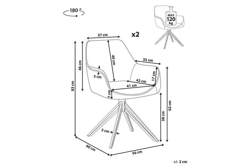Matsalsstol Beliani Jodar set om 2 Beige-Svart Teal - Møbler - Stoler - Spisestuestoler & kjøkkenstoler