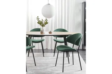 Matsalsstol Beliani Kiana set om 2 Beige Dark green - Møbler - Stoler - Spisestuestoler & kjøkkenstoler