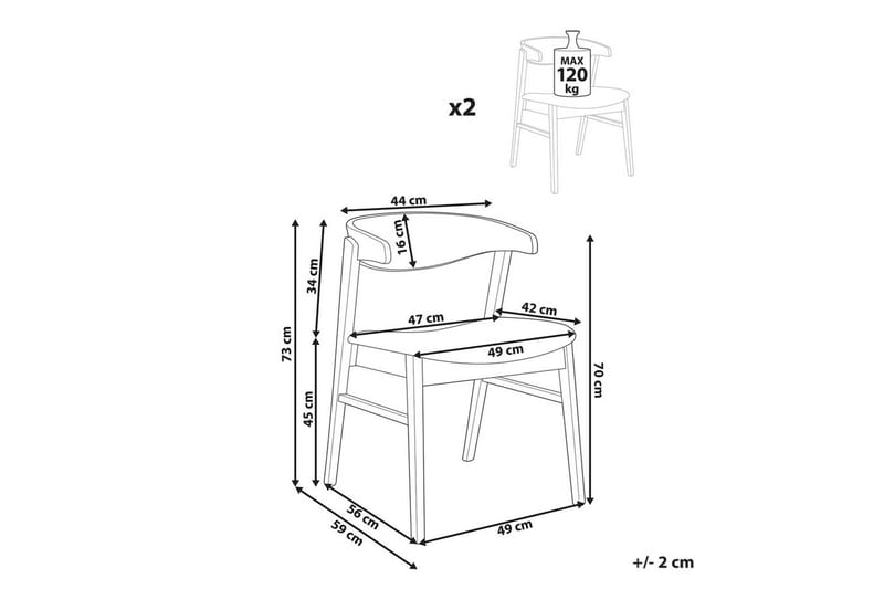 Matsalsstol Beliani Lilly set om 2 Beige-Mörkt Trä Light grey - Møbler - Stoler - Spisestuestoler & kjøkkenstoler