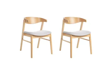 Matsalsstol Beliani Lilly set om 2 Beige-Mörkt Trä Light grey - Møbler - Stoler - Spisestuestoler & kjøkkenstoler