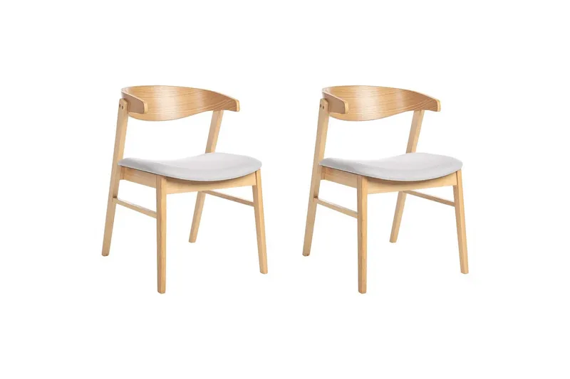 Matsalsstol Beliani Lilly set om 2 Beige-Mörkt Trä Light grey