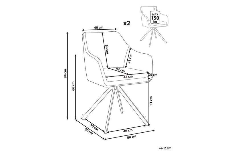 Matsalsstol Beliani Lithia set om 2 Taupe - Møbler - Stoler - Spisestuestoler & kjøkkenstoler