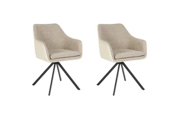 Matsalsstol Beliani Lithia set om 2 Taupe - Møbler - Stoler - Spisestuestoler & kjøkkenstoler