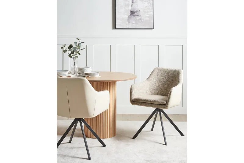 Matsalsstol Beliani Lithia set om 2 Taupe - Møbler - Stoler - Spisestuestoler & kjøkkenstoler