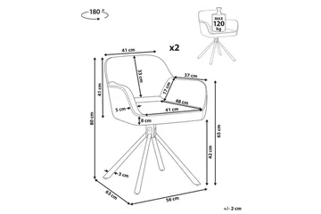 Matsalsstol Beliani Loures set om 2 Beige-Svart Dark green - Møbler - Stoler - Spisestuestoler & kjøkkenstoler
