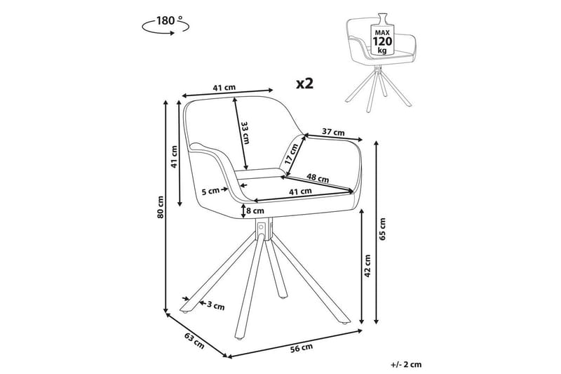 Matsalsstol Beliani Loures set om 2 Beige-Svart Dark green - Møbler - Stoler - Spisestuestoler & kjøkkenstoler