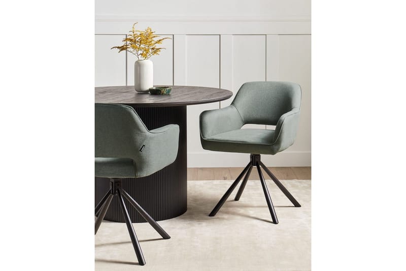 Matsalsstol Beliani Loures set om 2 Beige-Svart Dark green - Møbler - Stoler - Spisestuestoler & kjøkkenstoler