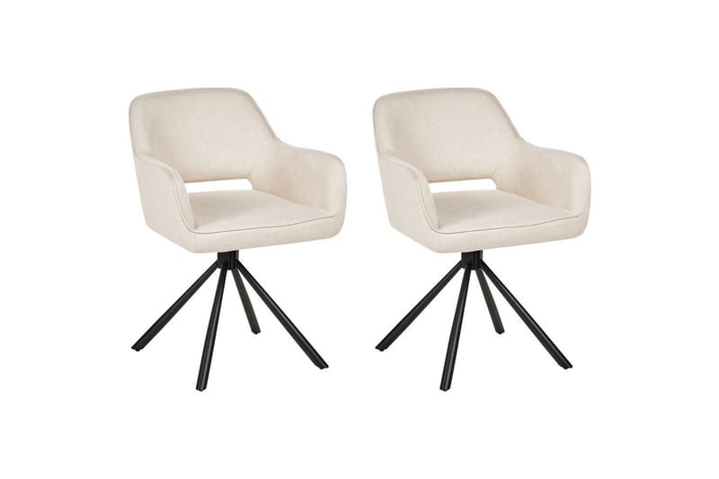 Matsalsstol Beliani Loures set om 2 Beige-Svart Ljusbeige
