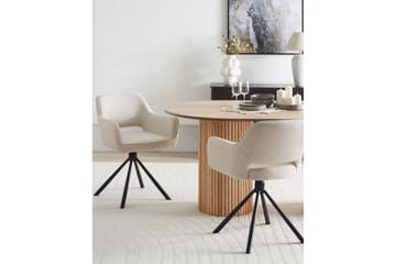 Matsalsstol Beliani Loures set om 2 Beige-Svart Ljusbeige - Møbler - Stoler - Spisestuestoler & kjøkkenstoler