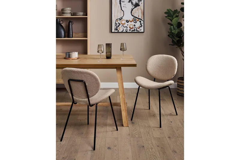 Matsalsstol Beliani Luana set om 2 Beige-Svart Taupe - Møbler - Stoler - Spisestuestoler & kjøkkenstoler