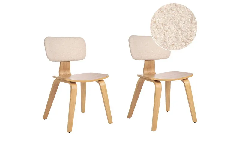 Matsalsstol Beliani Lucinda set om 2 Beige-Ljust Trä Ljusbeige VALUE_MISSING_1