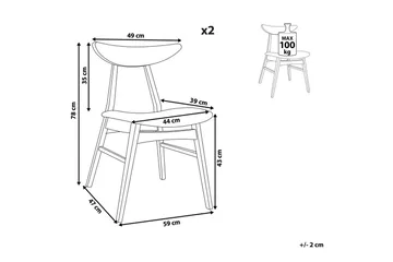 Matsalsstol Beliani Lynn set om 2 Ljus Trä-Beige Light grey - Møbler - Stoler - Spisestuestoler & kjøkkenstoler