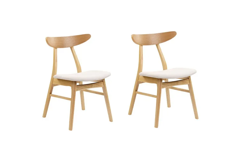 Matsalsstol Beliani Lynn set om 2 Ljus Trä-Beige Ljusbeige