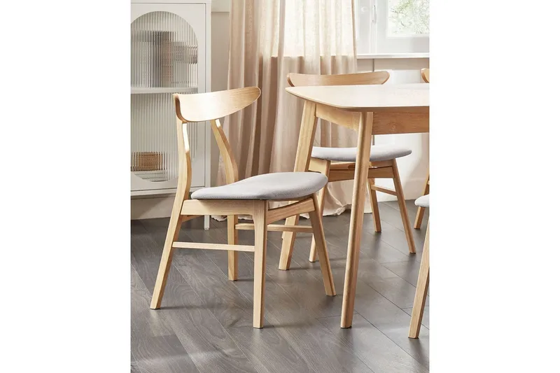 Matsalsstol Beliani Lynn set om 2 Ljus Trä-Beige NO_BRAND Light grey - Møbler - Stoler - Spisestuestoler & kjøkkenstoler