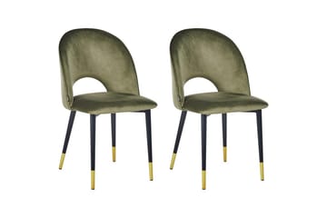 Matsalsstol Beliani Magalia set om 2 Beige-Svart-Guld Olive green - Møbler - Stoler - Spisestuestoler & kjøkkenstoler