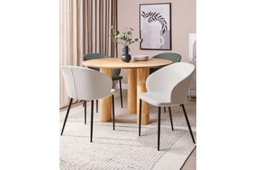 Matsalsstol Beliani Mason set om 2 Beige-Svart Ljusbeige - Møbler - Stoler - Spisestuestoler & kjøkkenstoler