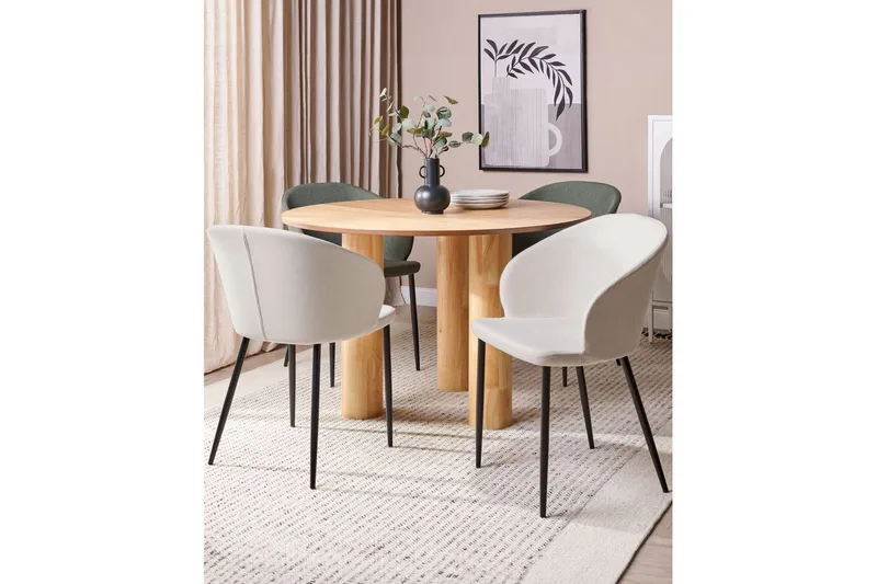 Matsalsstol Beliani Mason set om 2 Beige-Svart Ljusbeige - Møbler - Stoler - Spisestuestoler & kjøkkenstoler