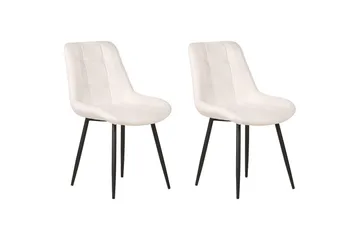 Matsalsstol Beliani Melrose set om 2 Beige-Svart Off White - Møbler - Stoler - Spisestuestoler & kjøkkenstoler