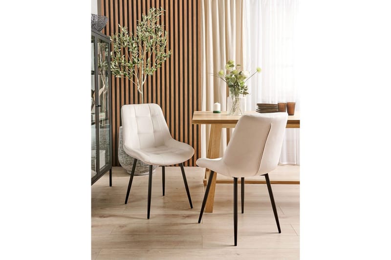 Matsalsstol Beliani Melrose set om 2 Beige-Svart Off White - Møbler - Stoler - Spisestuestoler & kjøkkenstoler