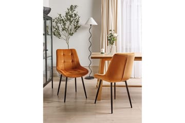 Matsalsstol Beliani Melrose set om 2 Beige-Svart Orange - Møbler - Stoler - Spisestuestoler & kjøkkenstoler