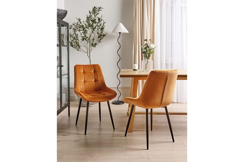 Matsalsstol Beliani Melrose set om 2 Beige-Svart Orange - Møbler - Stoler - Spisestuestoler & kjøkkenstoler