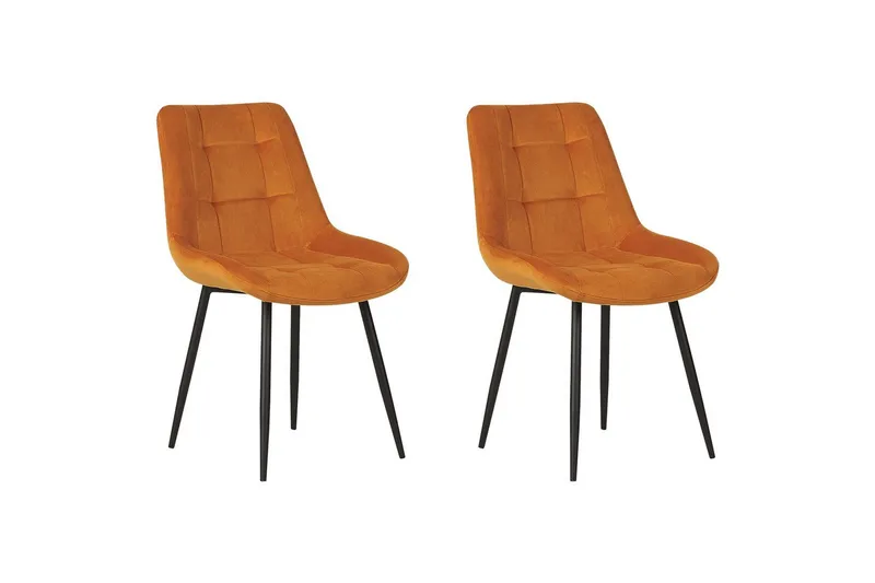Matsalsstol Beliani Melrose set om 2 Beige-Svart Orange