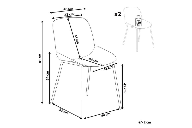 Matsalsstol Beliani Milaca set om 2 Beige - Møbler - Stoler - Spisestuestoler & kjøkkenstoler