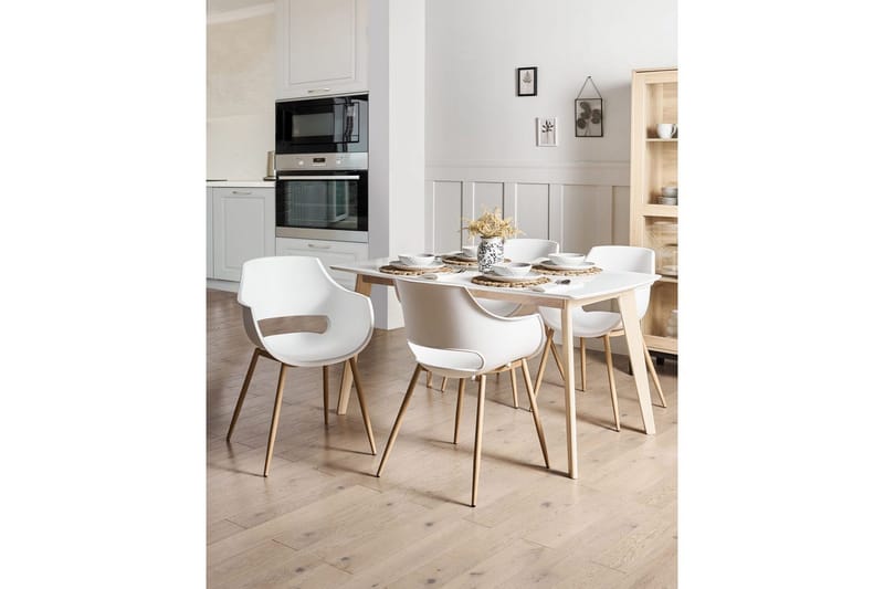 Matsalsstol Beliani Millers set om 4 Beige-Ljust Trä White - Møbler - Stoler - Spisestuestoler & kjøkkenstoler