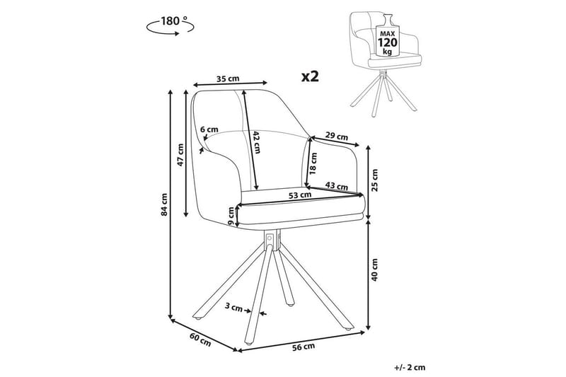 Matsalsstol Beliani Mira set om 2 Beige-Svart Beige - Møbler - Stoler - Spisestuestoler & kjøkkenstoler