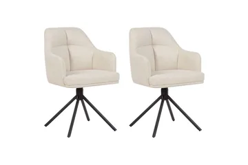 Matsalsstol Beliani Mira set om 2 Beige-Svart Beige - Møbler - Stoler - Spisestuestoler & kjøkkenstoler