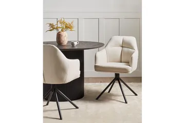 Matsalsstol Beliani Mira set om 2 Beige-Svart Beige - Møbler - Stoler - Spisestuestoler & kjøkkenstoler