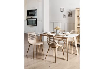 Matsalsstol Beliani Montello set om 4 Beige-Ljust Trä Beige - Møbler - Stoler - Spisestuestoler & kjøkkenstoler