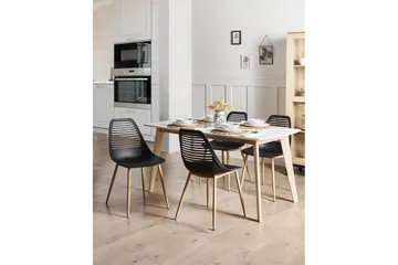 Matsalsstol Beliani Montello set om 4 Beige-Ljust Trä Black - Møbler - Stoler - Spisestuestoler & kjøkkenstoler