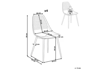 Matsalsstol Beliani Montello set om 4 Beige-Ljust Trä Black - Møbler - Stoler - Spisestuestoler & kjøkkenstoler